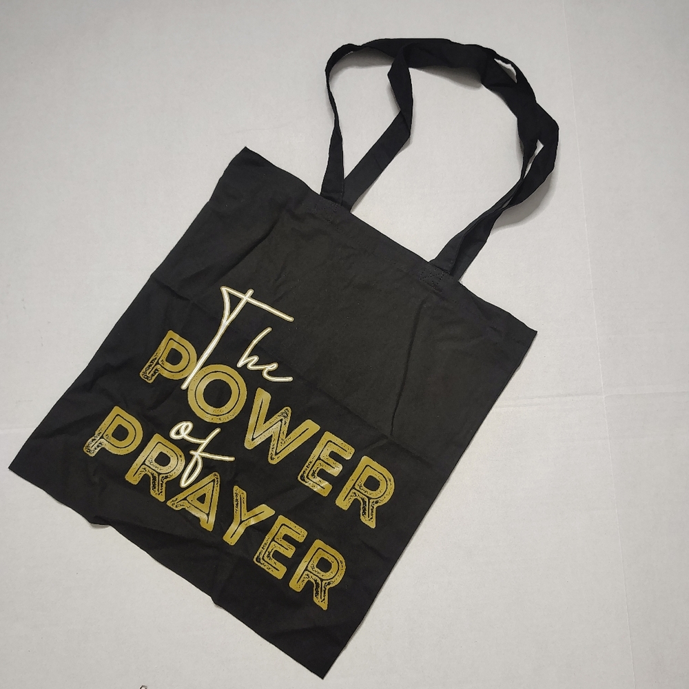 The Power Of Prayer Black Gold Shoulder Tote Bag Handmade New